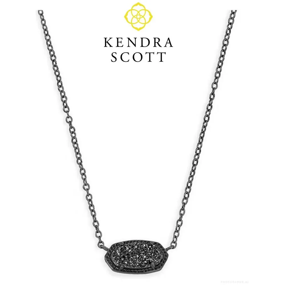 NWOT Kendra Scott “Elisa” Gunmetal Black Drusy Necklace